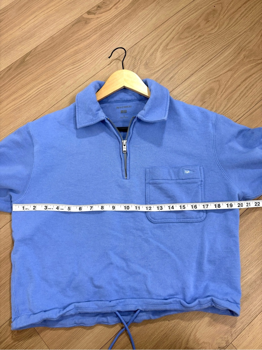 JW Anderson x Uniqlo Blue Half Zip Cropped Sweatshirt Women’s Medium - Picture 8 of 9